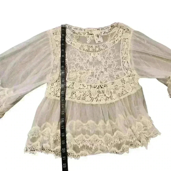 NEW NWT Double Zero Mesh Boho Top Romance Blouse, Size Small, Ivory - Picture 5 of 9